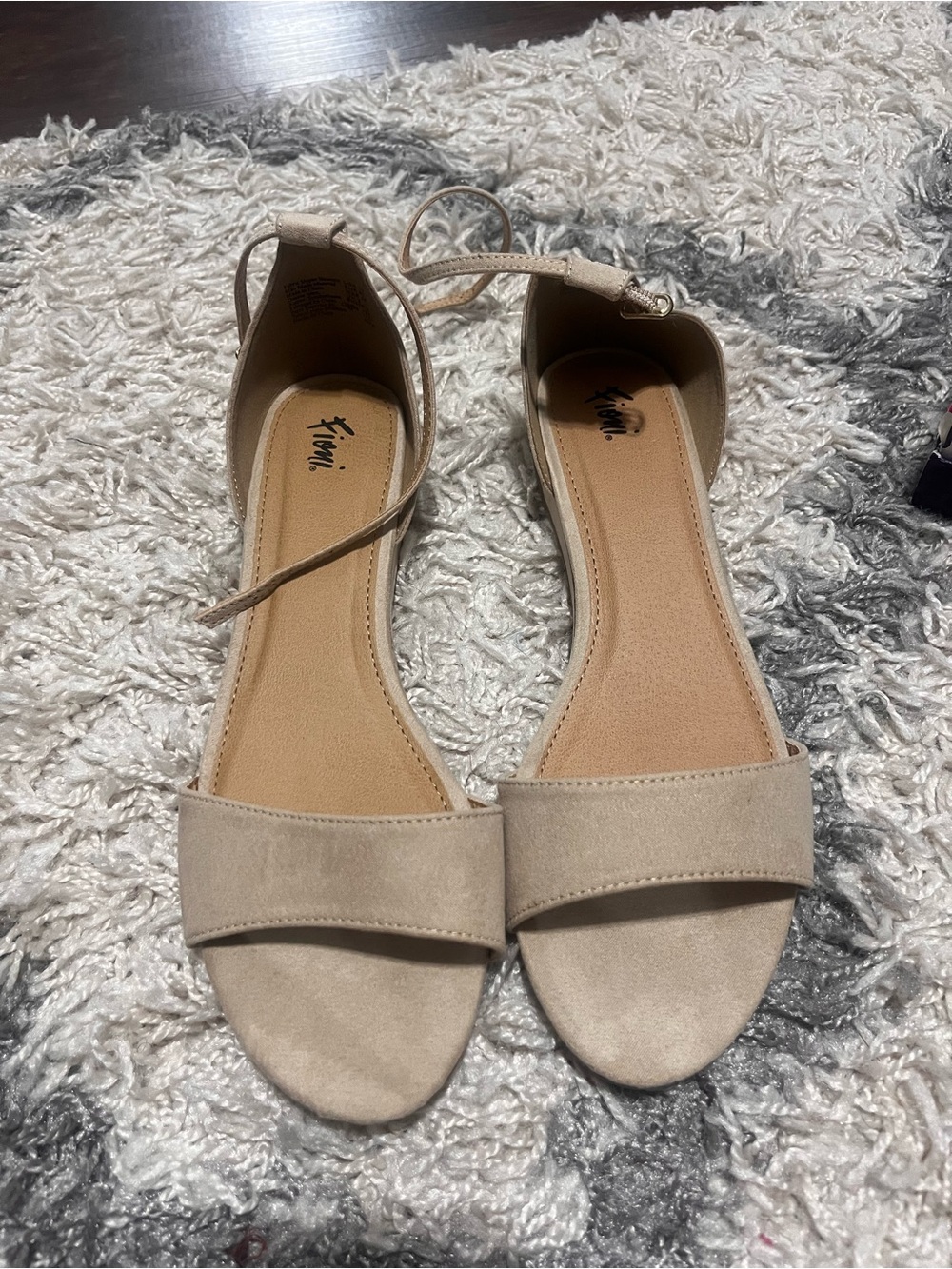 FIONI Clothing Beige Open-Toe Ankle-Strap Sandals